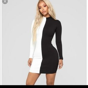 Blk & White Fashion Nova Dress 👗
